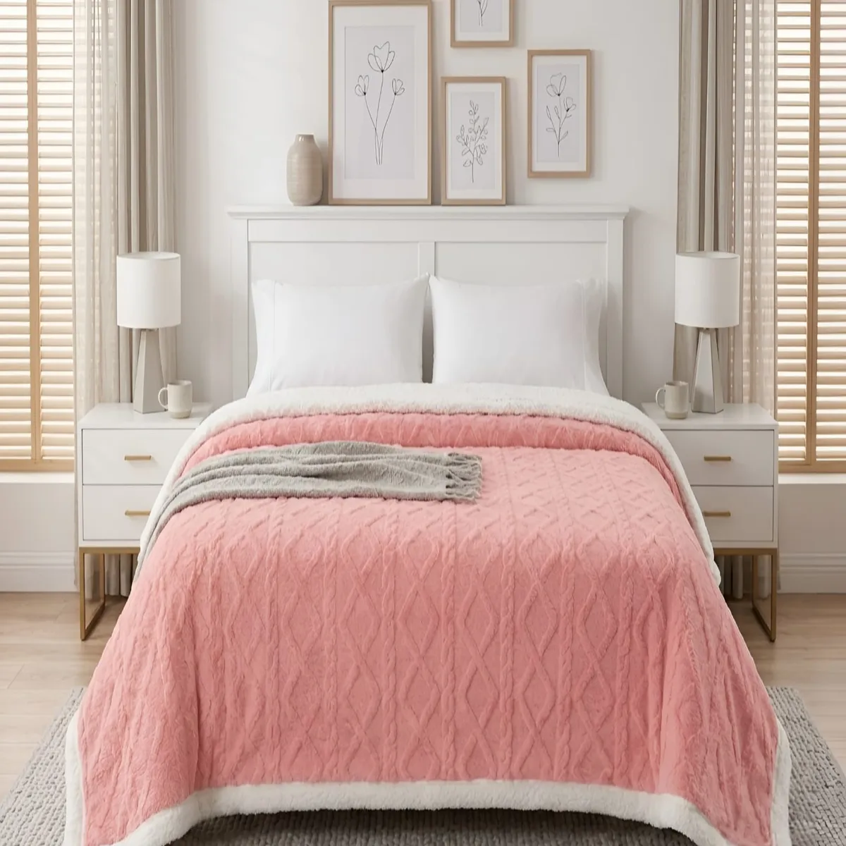 GENERICO - Frazada Sherpa Ultra Suave Con Relieve De Diamantes King