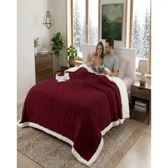 GENERICO - Frazada Sherpa Ultra Suave Con Relieve De Diamantes King