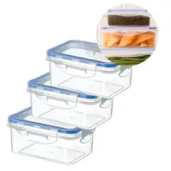 GENERICO - 3 Taper Contenedor Hermético Plástico 1000ml Comida Almuerzo