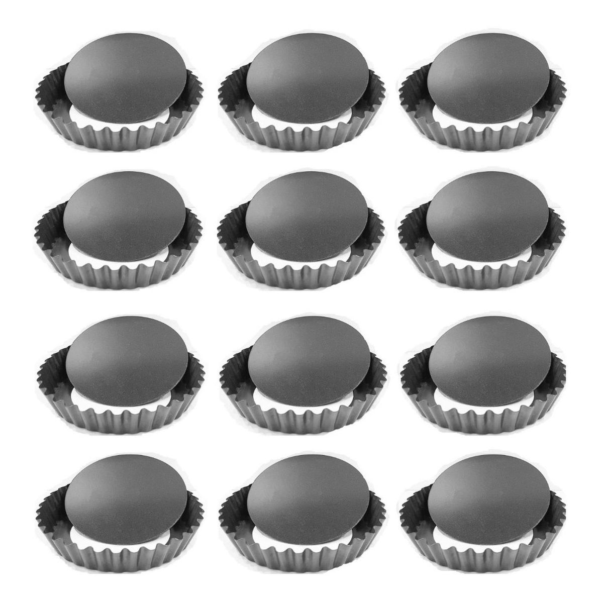 PASTELERIUSCL - X12 Moldes Tartaleta Desmontable Tarta Individual 12cm Molde Mini Tartaleta Molde Muffin Molde Mini