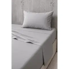 O&H ORIGINAL HOME - Juego de sábanas 180 hilos Gris Claro 1,5 Plazas