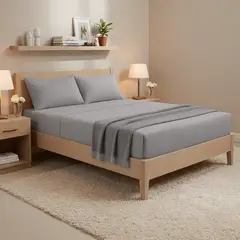 O&H ORIGINAL HOME - Juego de sábanas 180 hilos Gris Claro 2 Plazas
