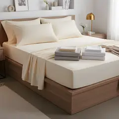 O&H ORIGINAL HOME - Juego de sábanas crema microfibra 1 Plaza