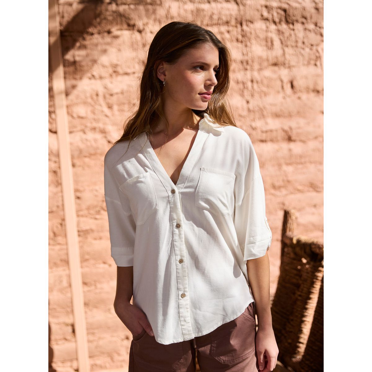 PANAMA JACK - Camisa Mujer Casual Blanco Panama Jack