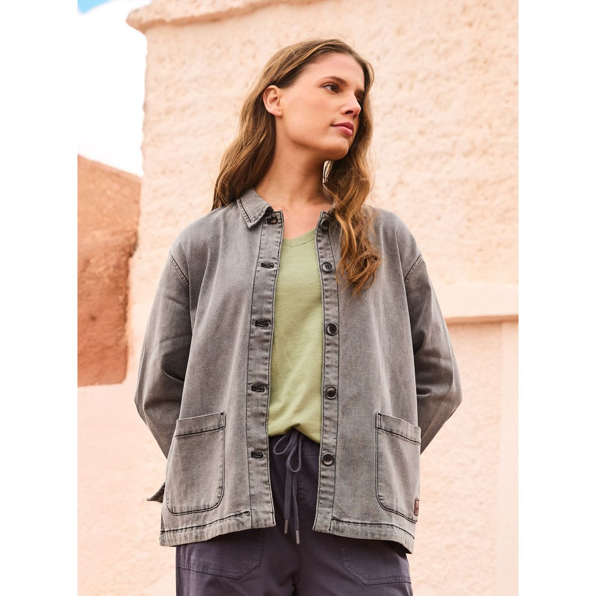 PANAMA JACK - Chaqueta Mujer Mezcilla Liviana Casual Gris Panama Jack