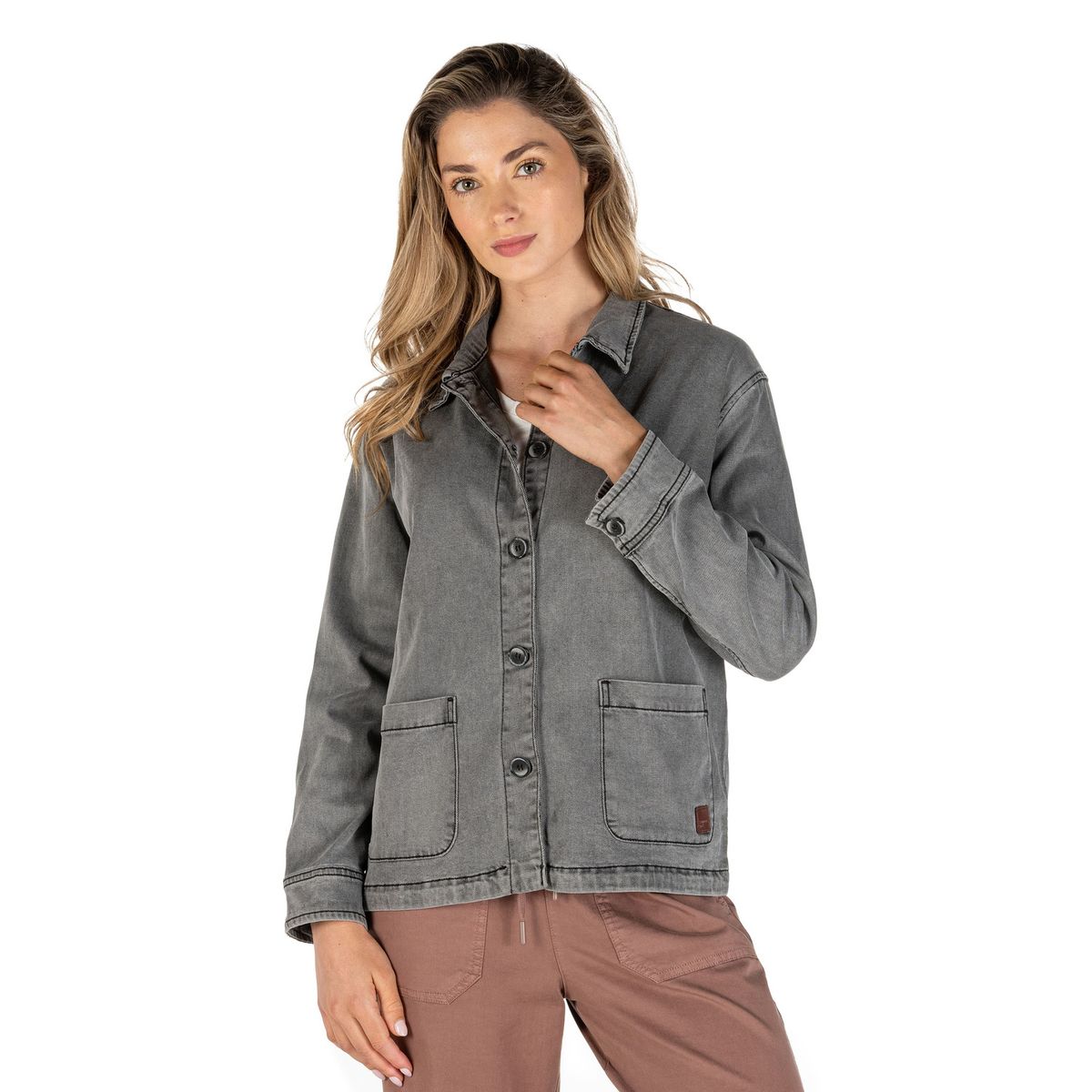 PANAMA JACK - Chaqueta Mujer Mezcilla Liviana Casual Gris Panama Jack