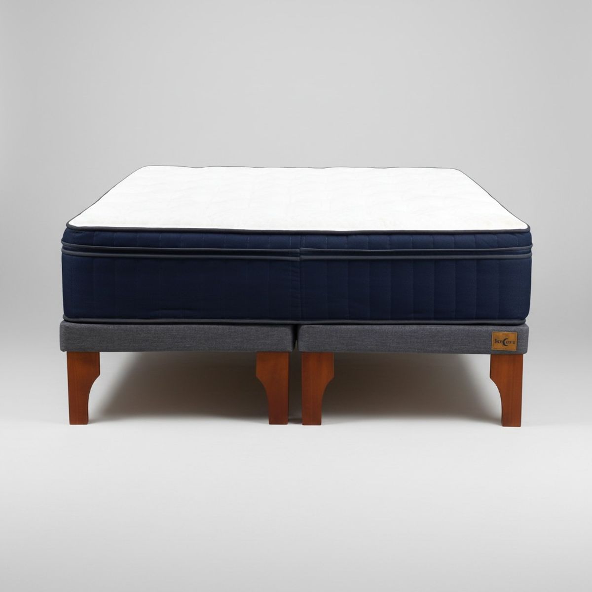 BLOCCARE - Cama Super King Box 8cm + Colchon CIC L200 cm -Super Premium  Con Refuerzo - Pata Madera 24cmGris