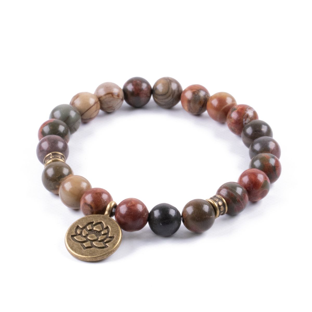 TRIBALLE - Pulsera Jaspe Multicolor Flor de Loto