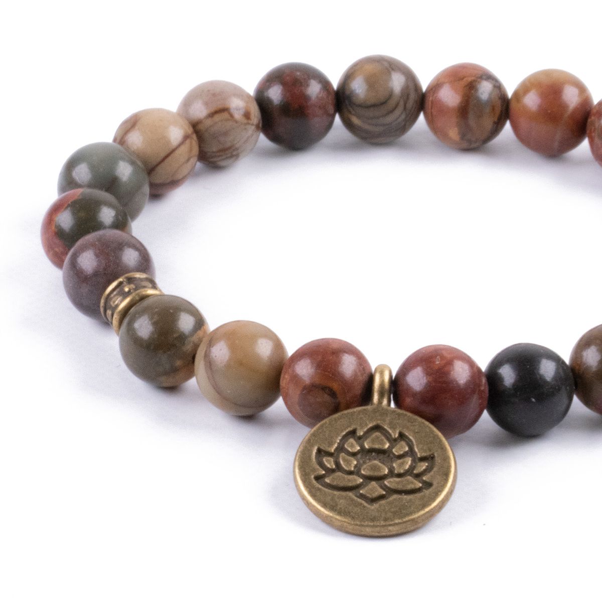 TRIBALLE - Pulsera Jaspe Multicolor Flor de Loto