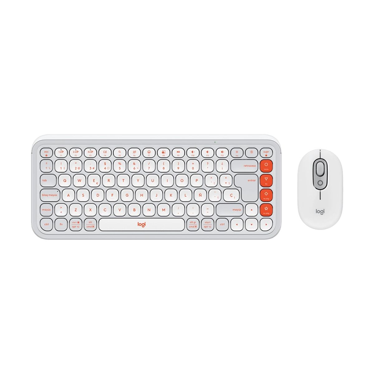 LOGITECH - Combo Teclado (ES) + Mouse inalámbrico Logitech POP ICON, Color Blanco