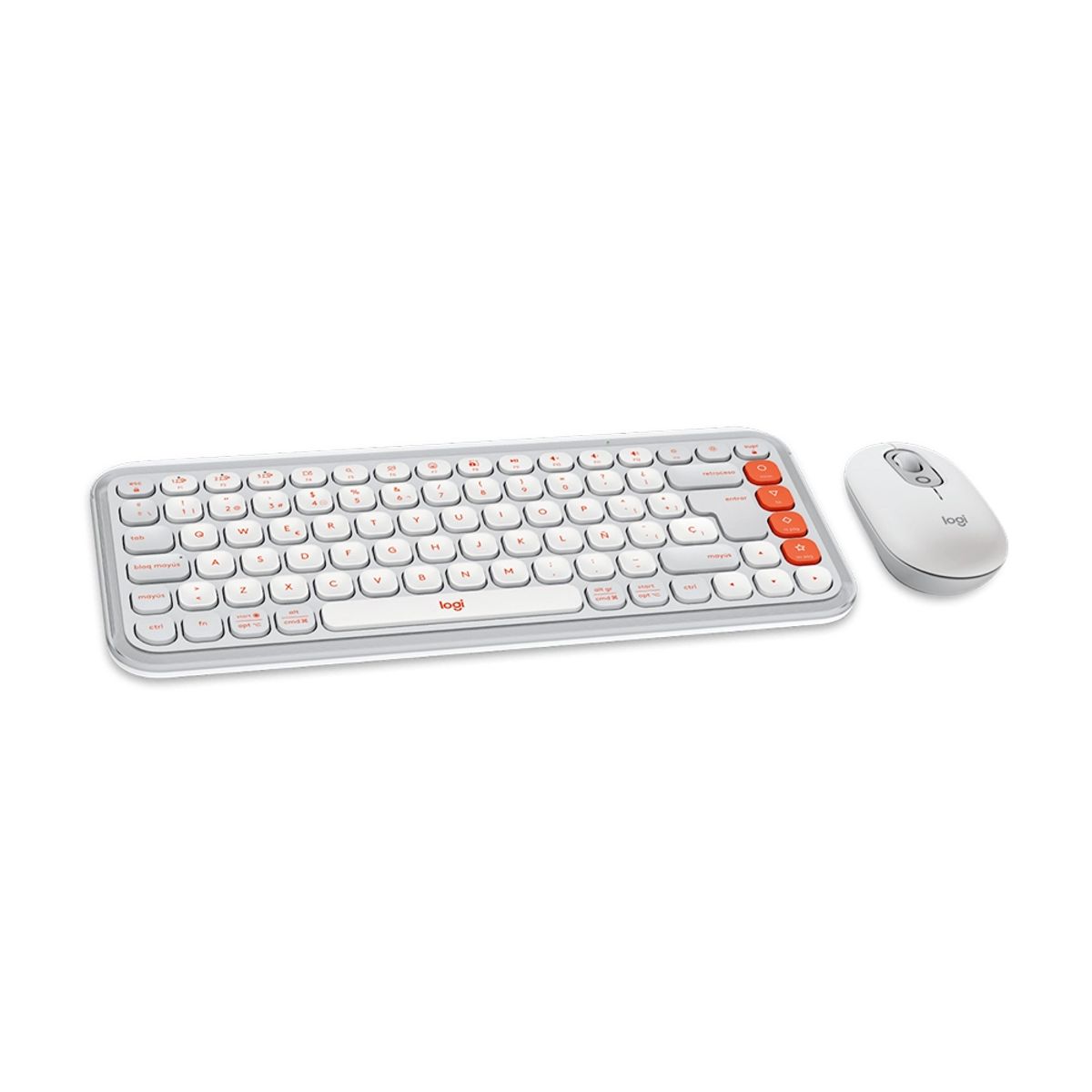 LOGITECH - Combo Teclado (ES) + Mouse inalámbrico Logitech POP ICON, Color Blanco