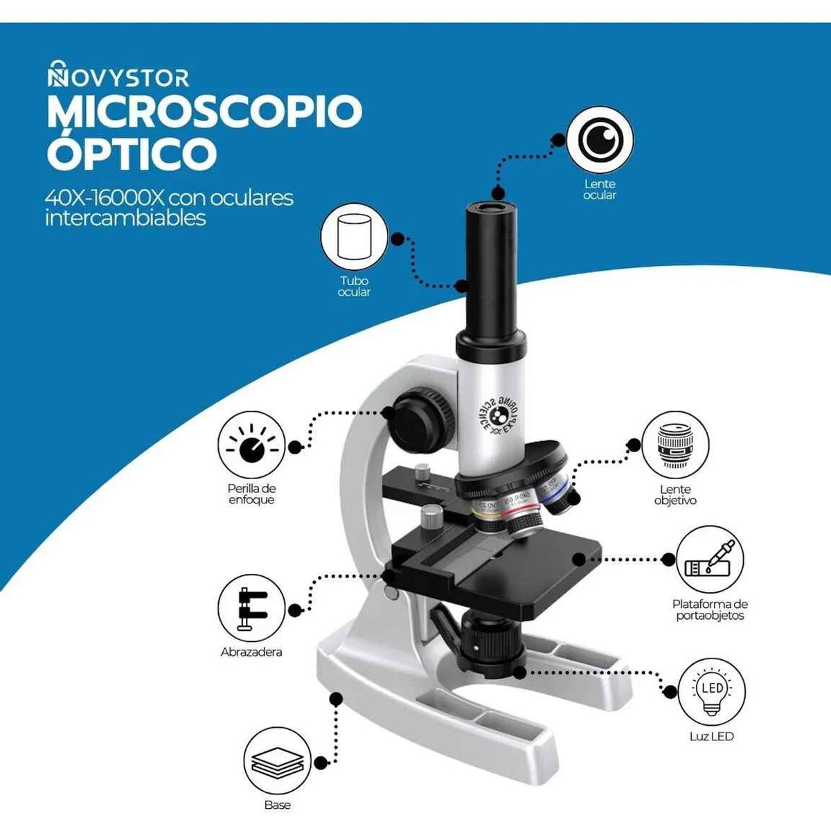 GENERICO - Microscopio Profesional 16000x Con Accesorios Blanco