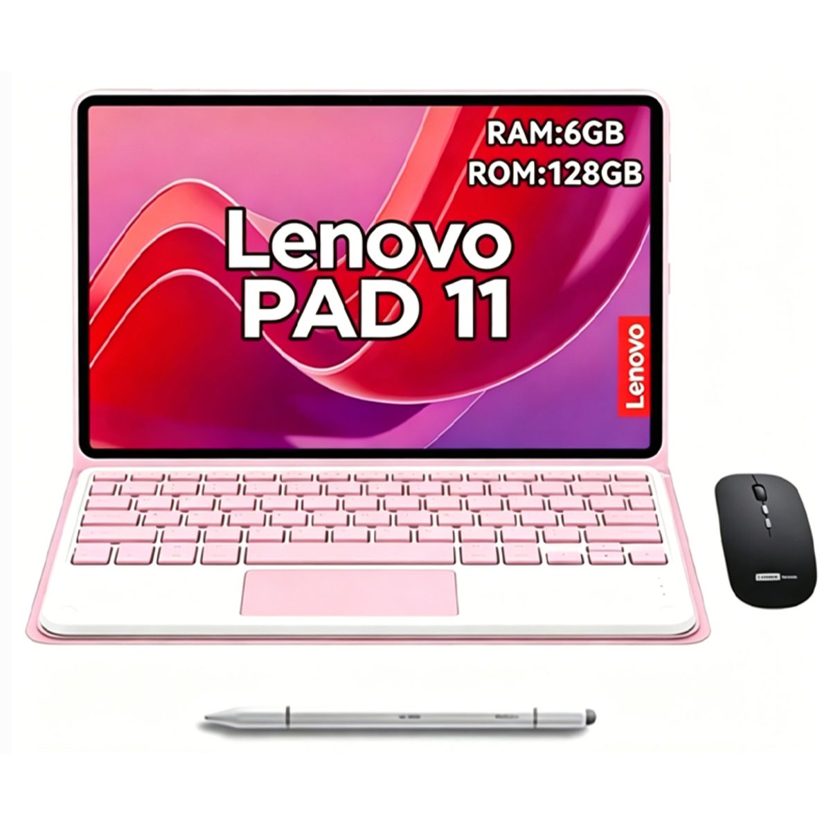 LENOVO - Tablet Lenovo Pad 11 2025 6GB+128GB 11'' WiFi Gris+Mouse+Teclado Rosa+Lápiz táctil
