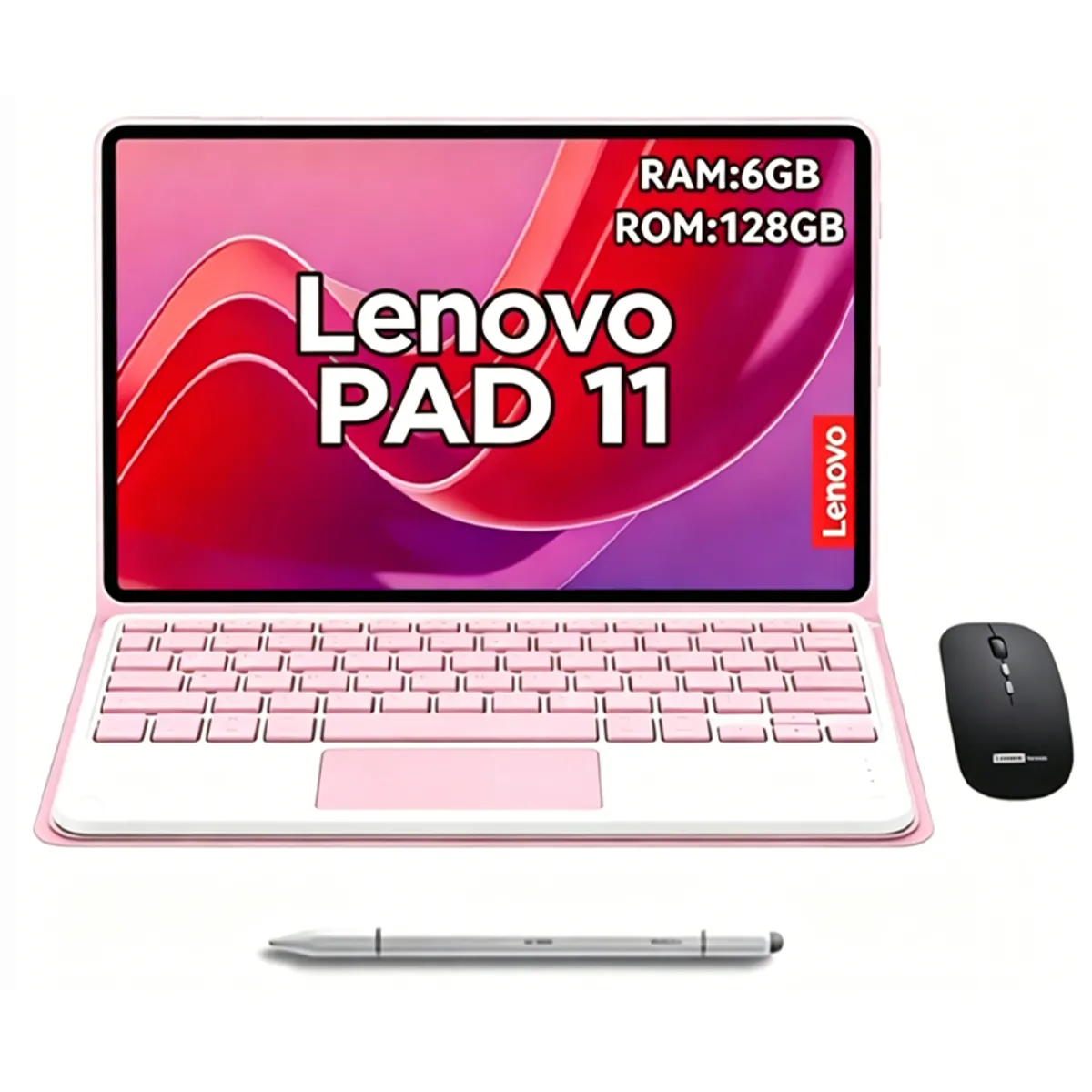 LENOVO - Tablet Lenovo Pad 11 2025 6GB+128GB 11'' WiFi Gris+Mouse+Teclado Rosa+Lápiz táctil