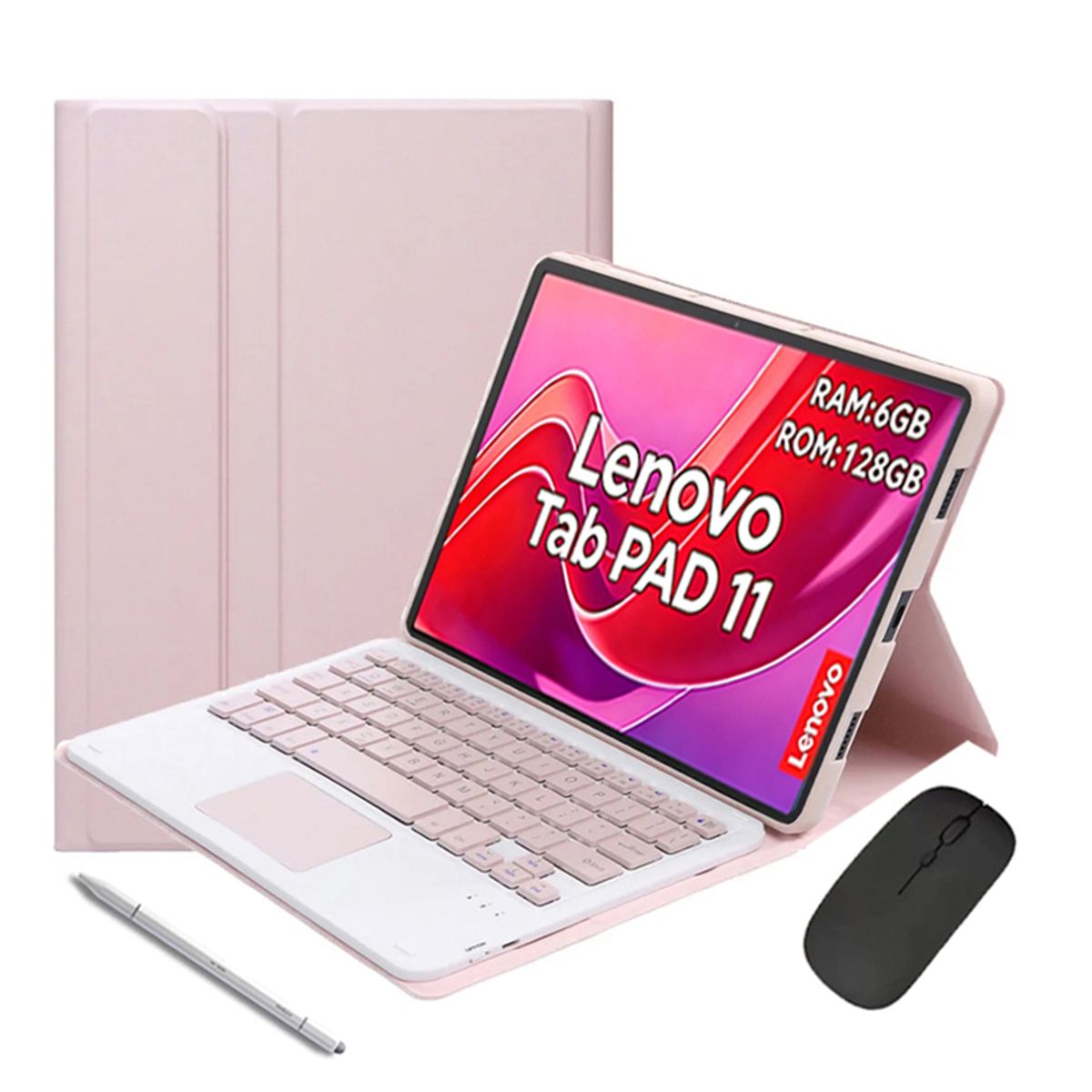 LENOVO - Tablet Lenovo Pad 11 2025 6GB+128GB 11'' WiFi Gris+Mouse+Teclado Rosa+Lápiz táctil