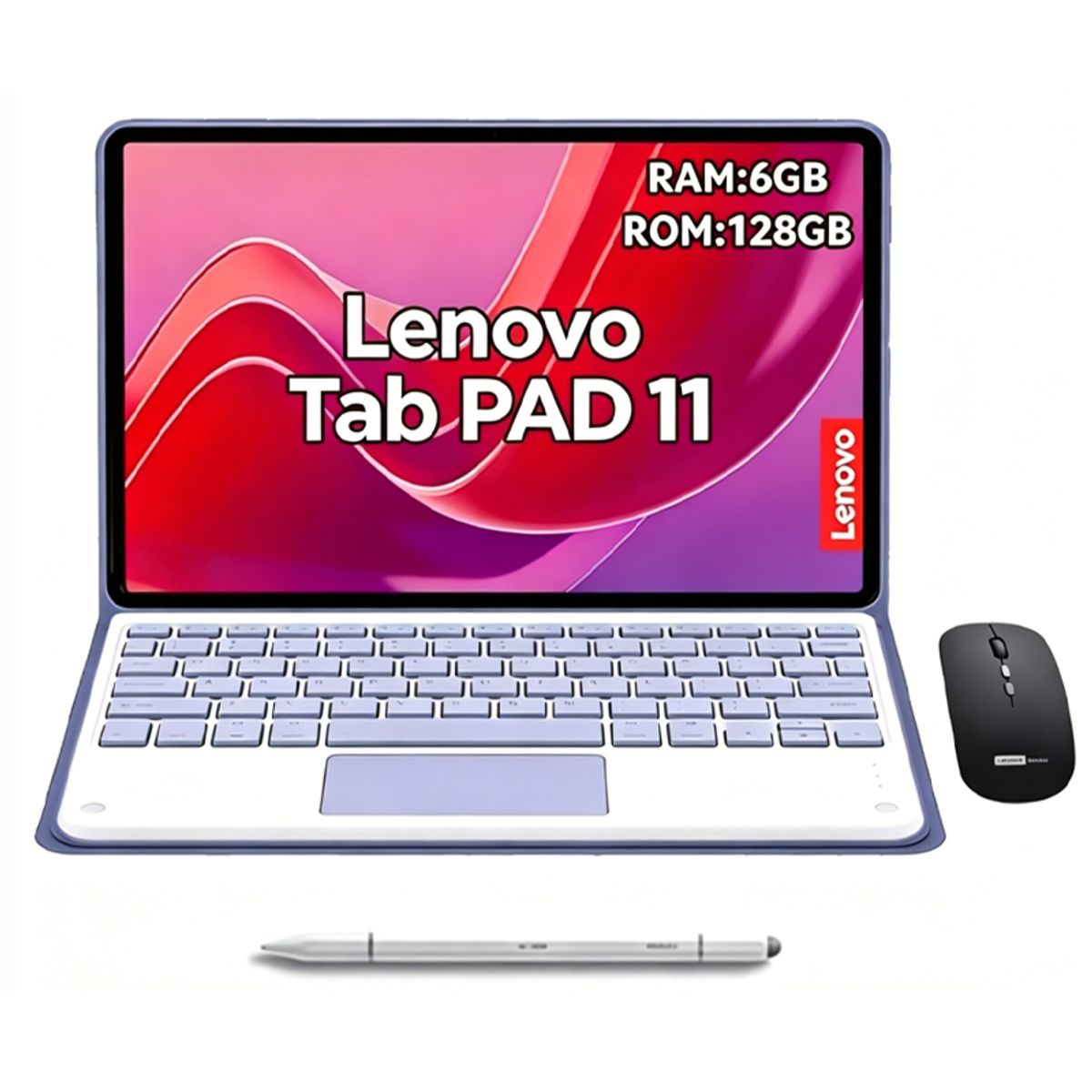 LENOVO - Tablet Lenovo Pad 11 2025 6GB+128GB 11'' WiFi Gris+Mouse+Teclado Teclado Púrpura+Lápiz táctil