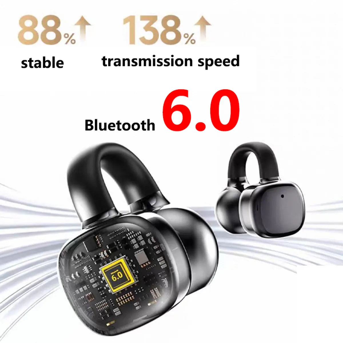 LENOVO - Audífonos Lenovo Clip Max RS107 TWS  Bluetooth 6.0 Negro y Estuche