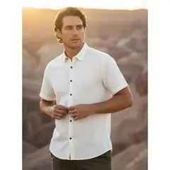 PANAMA JACK - Camisa Lino algodón Celeste