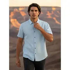 PANAMA JACK - Camisa Hombre Casual Celeste