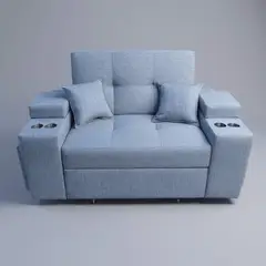 GENERICO - Sofá Cama Elite Plaza y Media Reclinable Tapizado en Lino gris claro