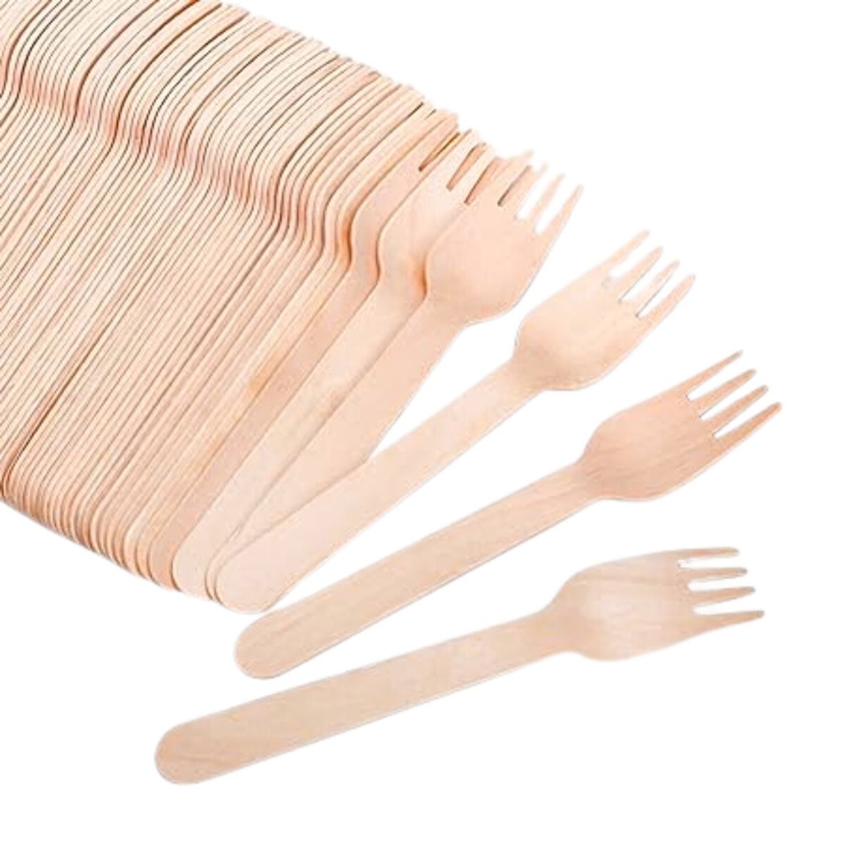 GENERICO - Tenedores Desechables Bambú Cubiertos Pack 100