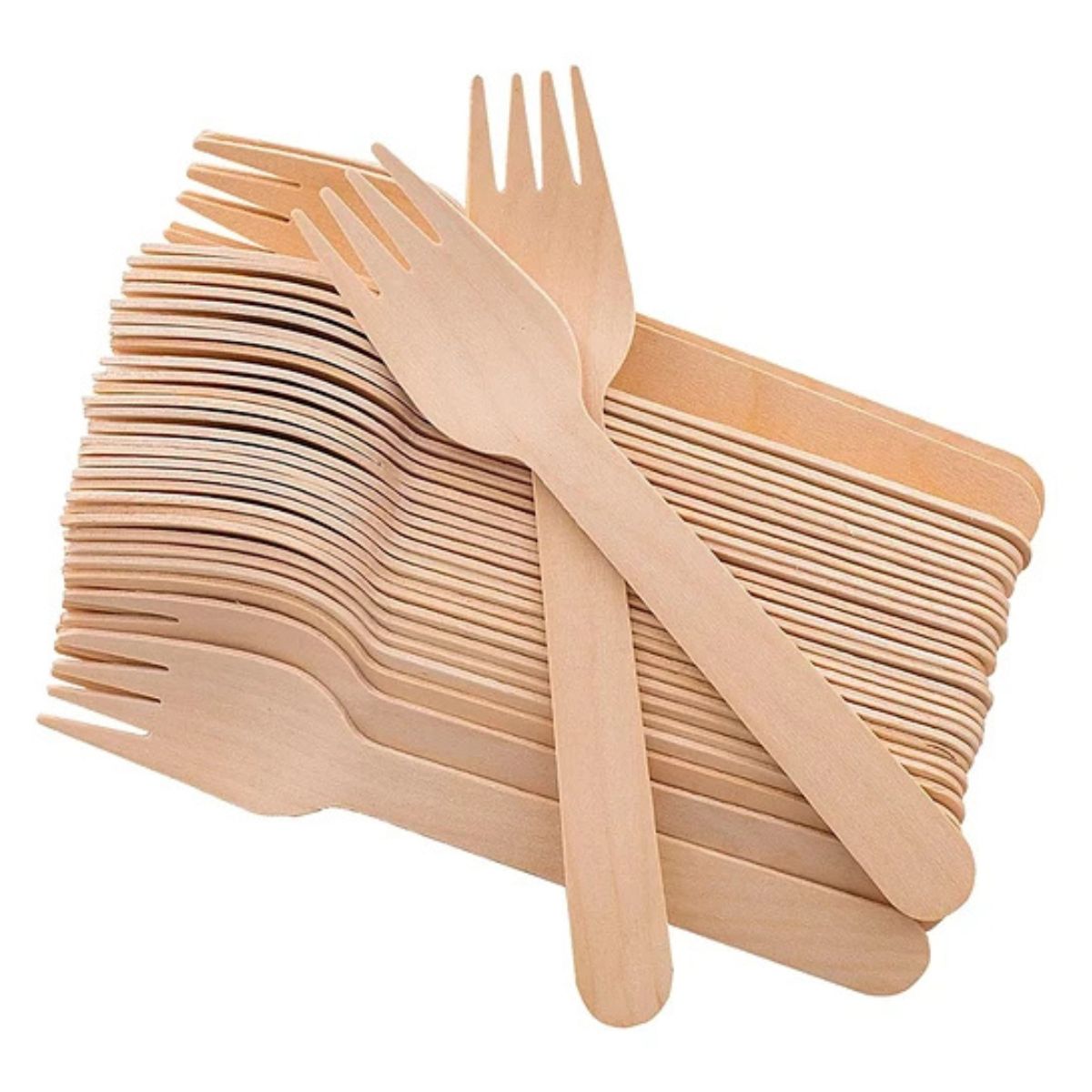 GENERICO - Tenedores Desechables Bambú Cubiertos Pack 100