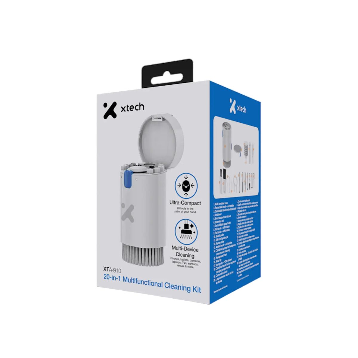 XTECH - Xtech XTA-910, Kit Limpieza 20 en 1 para Electrónica, Teclados, Celulares, Laptops, Audífonos y Cámaras