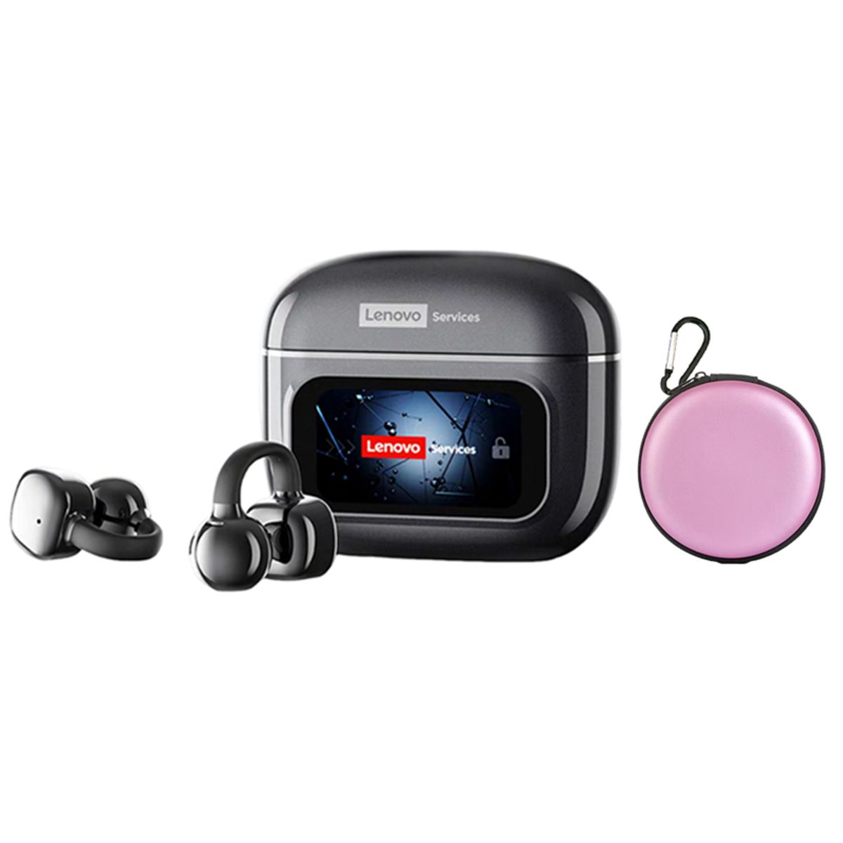 LENOVO - Audífonos Lenovo Clip Max RS107 TWS  Bluetooth 6.0 Negro y Estuche