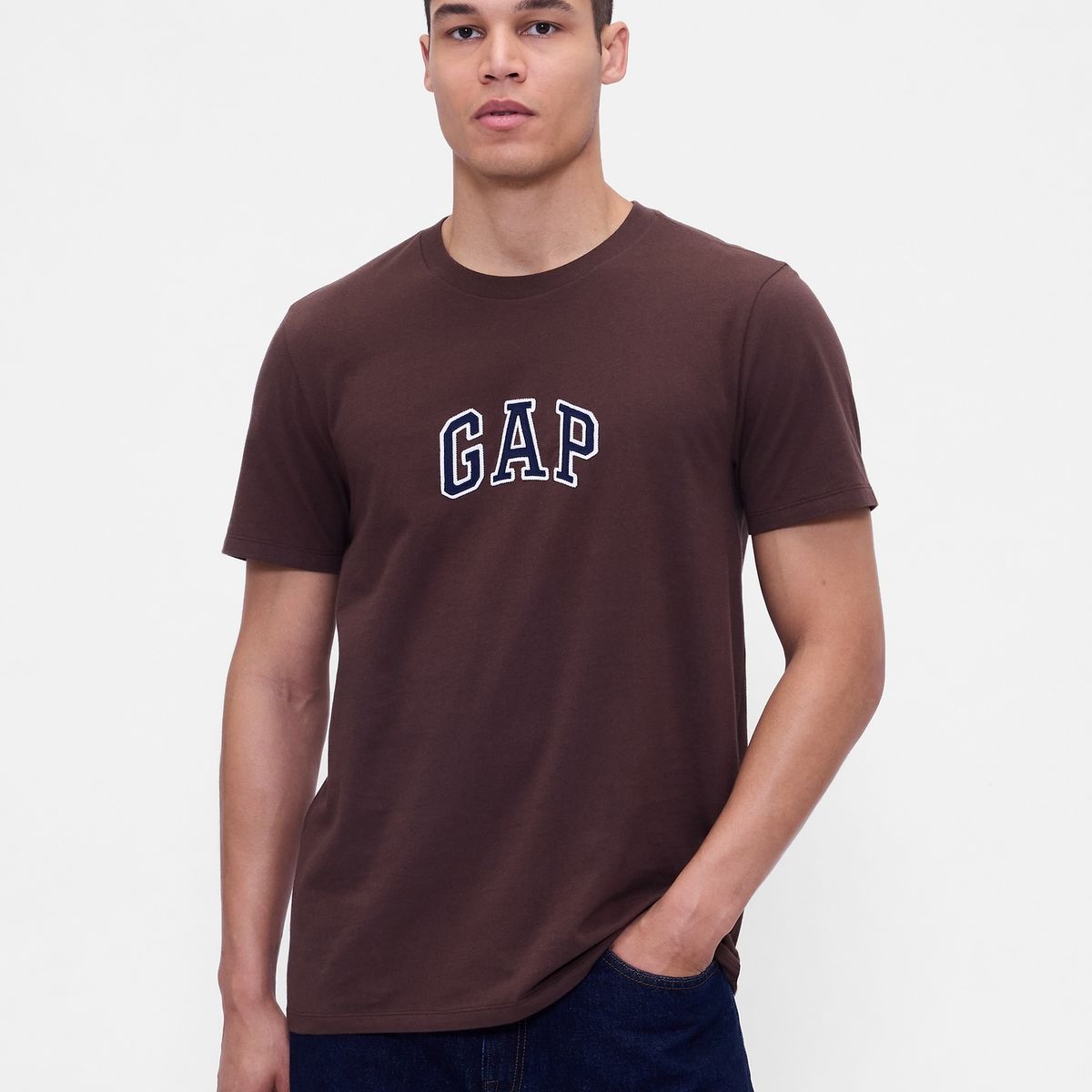 GAP - Polera Hombre Manga Corta Logo Café Gap