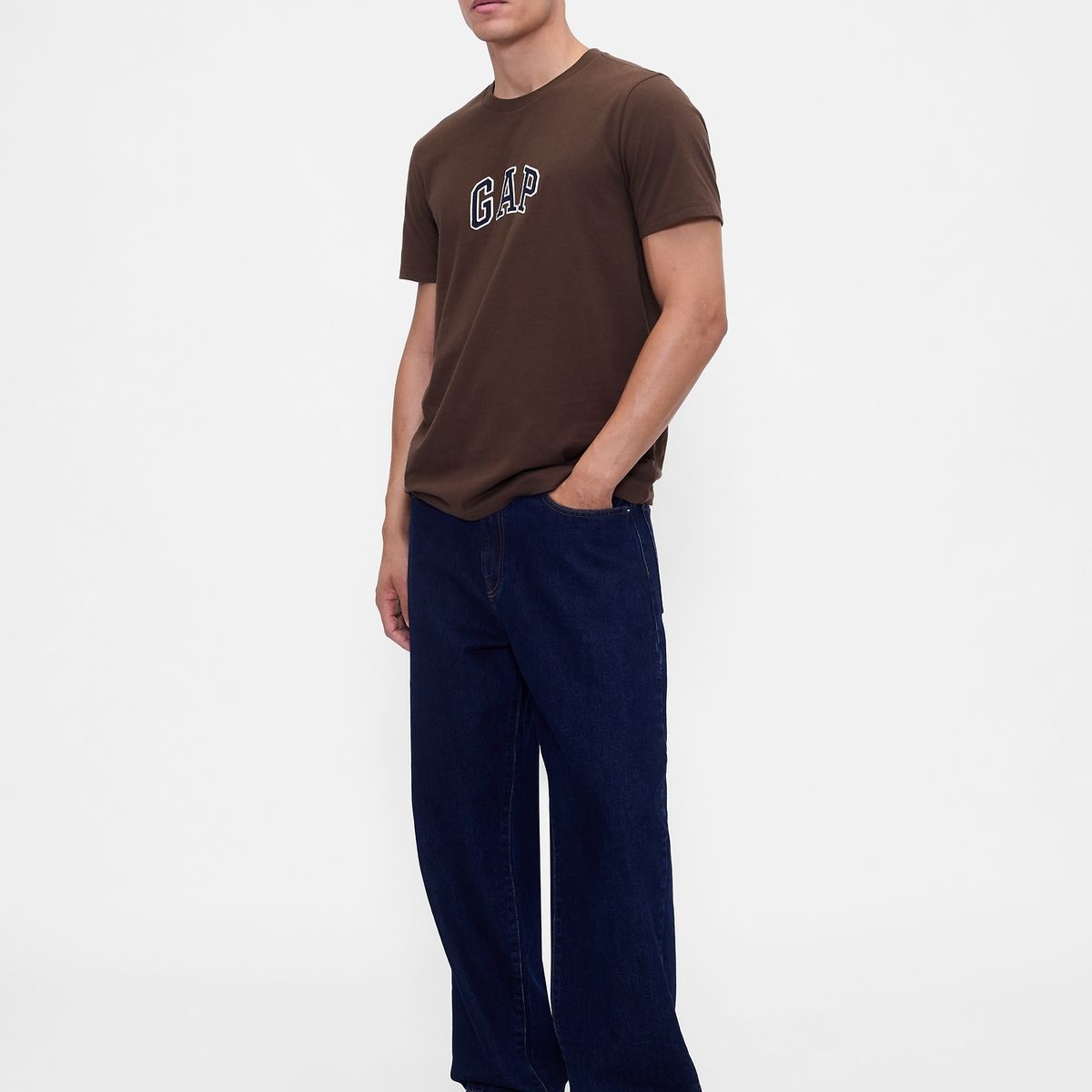 GAP - Polera Hombre Manga Corta Logo Café Gap