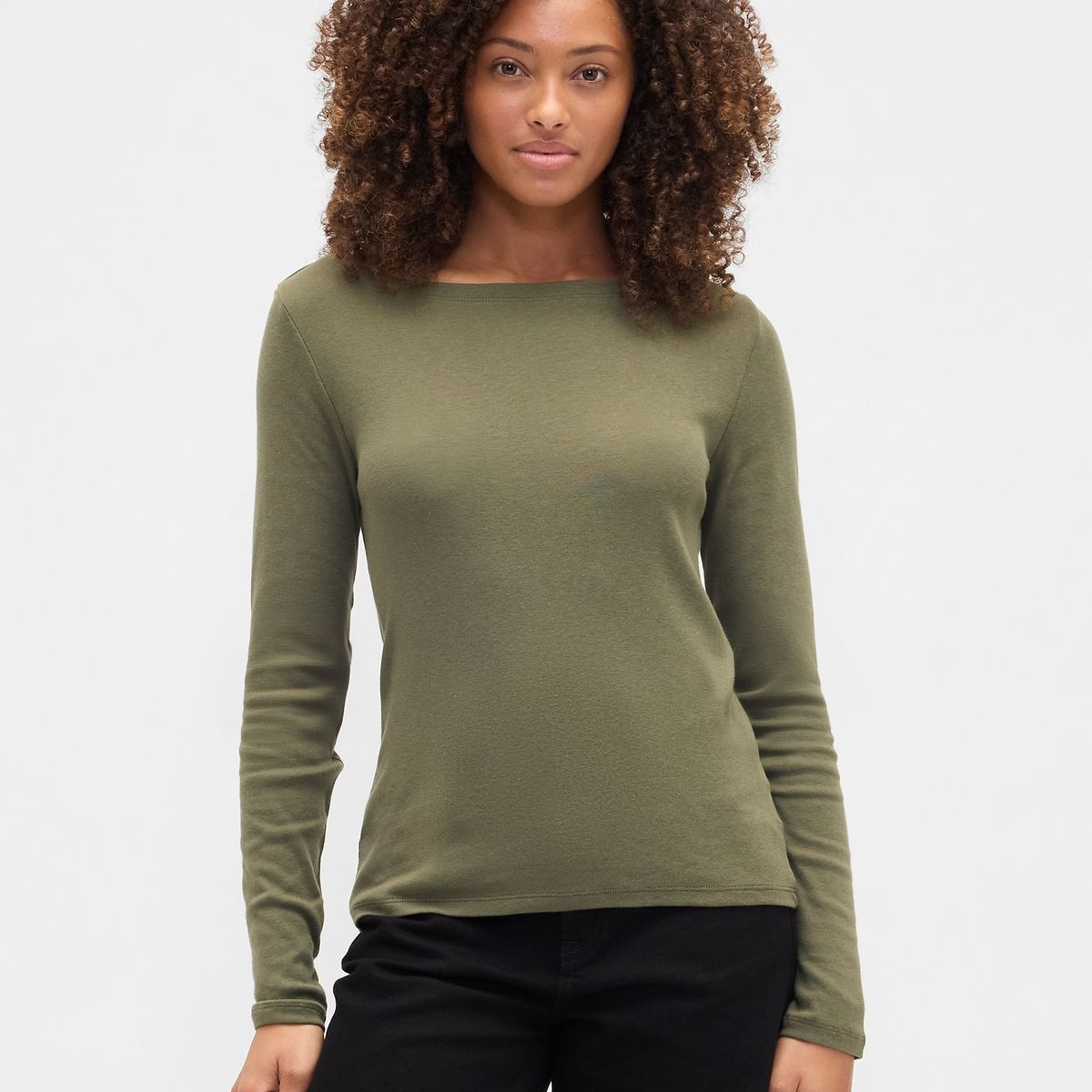 GAP - Polera Mujer Manga Larga Boatneck Verde Gap