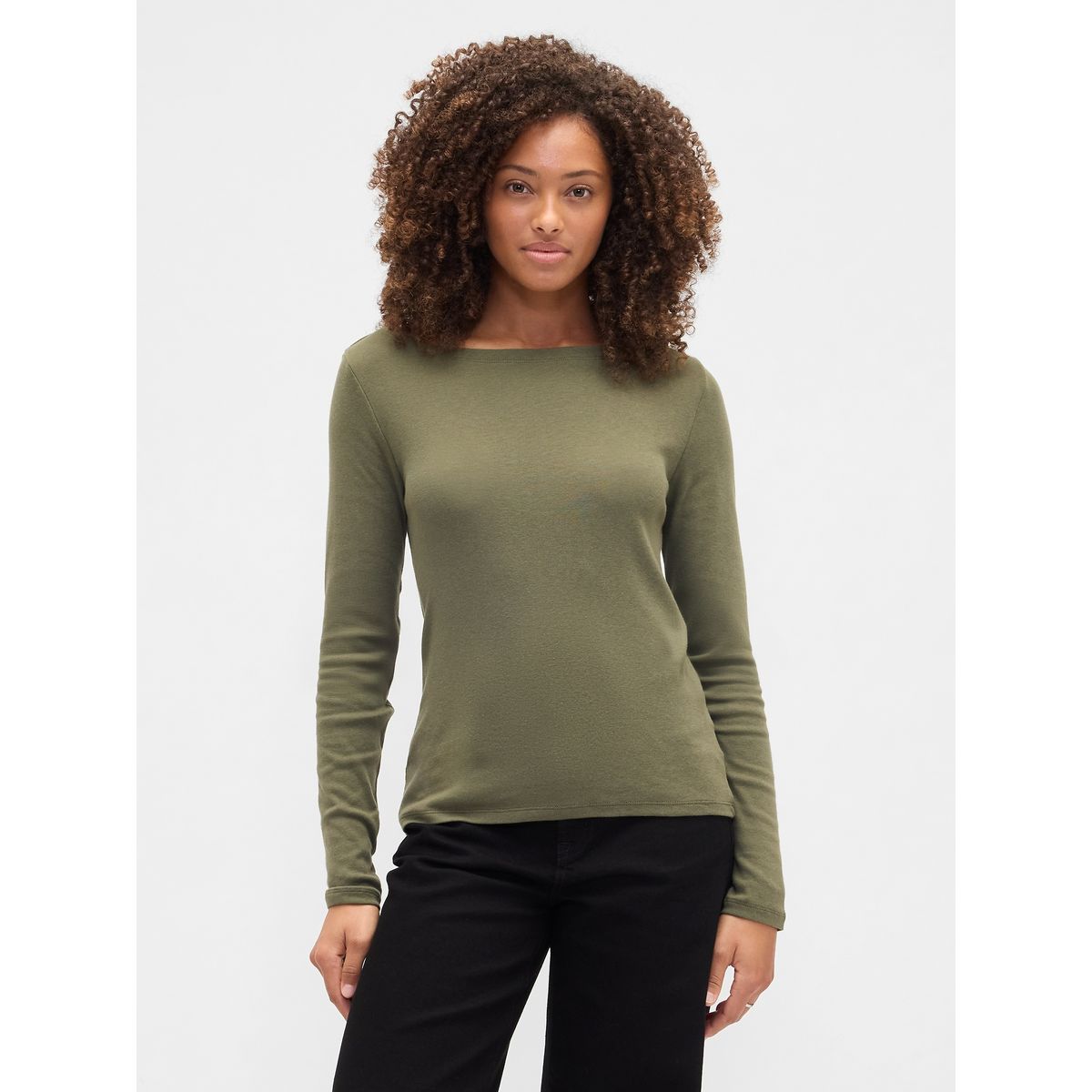 GAP - Polera Mujer Manga Larga Boatneck Verde Gap