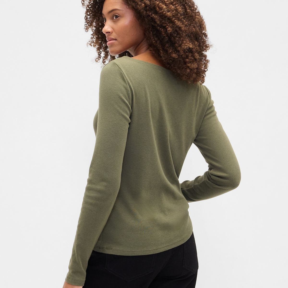GAP - Polera Mujer Manga Larga Boatneck Verde Gap