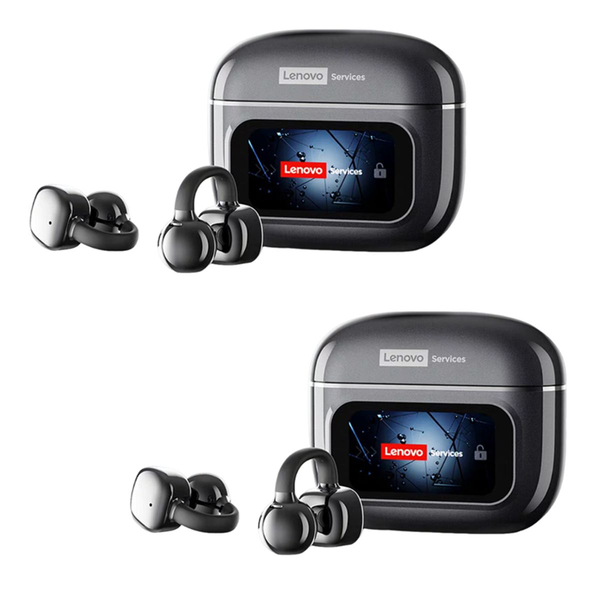 LENOVO - Set 2 De Audífonos Lenovo Clip Max RS107 TWS  Bluetooth 6.0 Negro