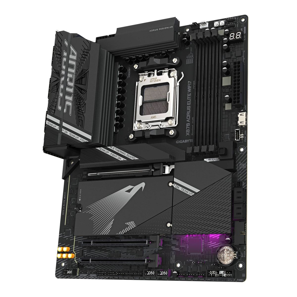 GIGABYTE - Placa Madre AORUS X870 ELITE WIFI 7 Socket AM5 x4 DDR5 PCIe 40 M2 50 BT 54 Wi-Fi ATX