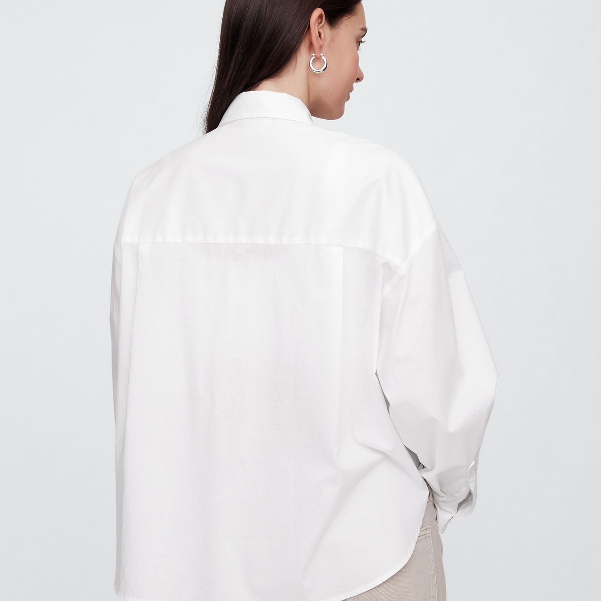 GAP - Blusa Mujer Gap Manga Larga Poplin Blanco