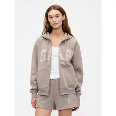 GAP - Polerón Mujer Con Gorro Con Cierre Logo Café