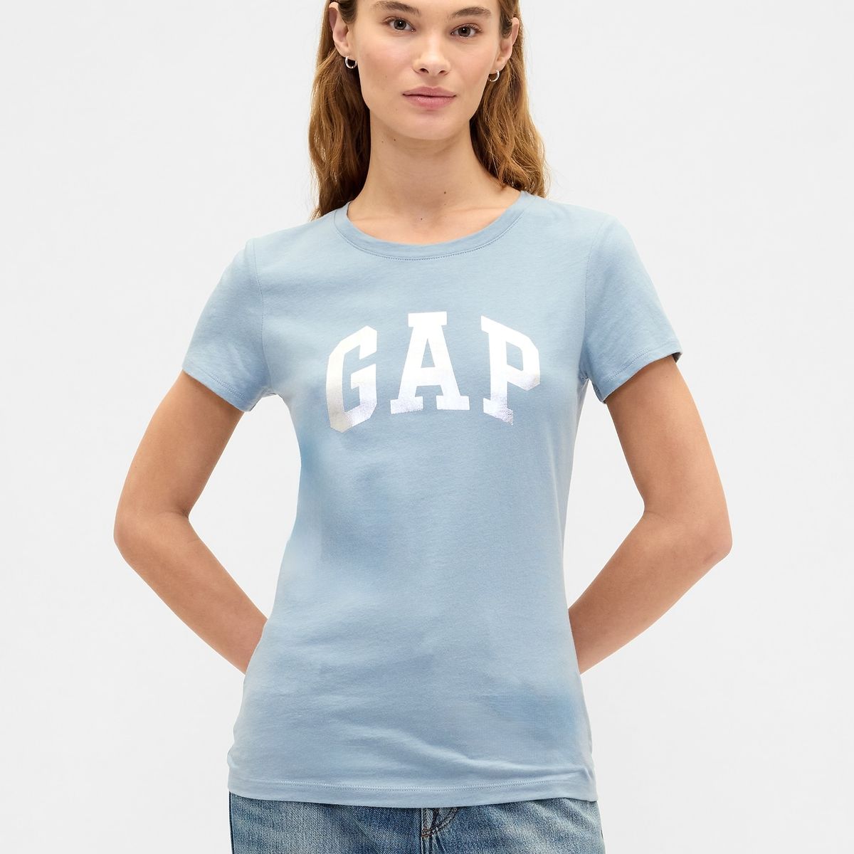 GAP - Polera Mujer Gap Manga Corta Logo Azul
