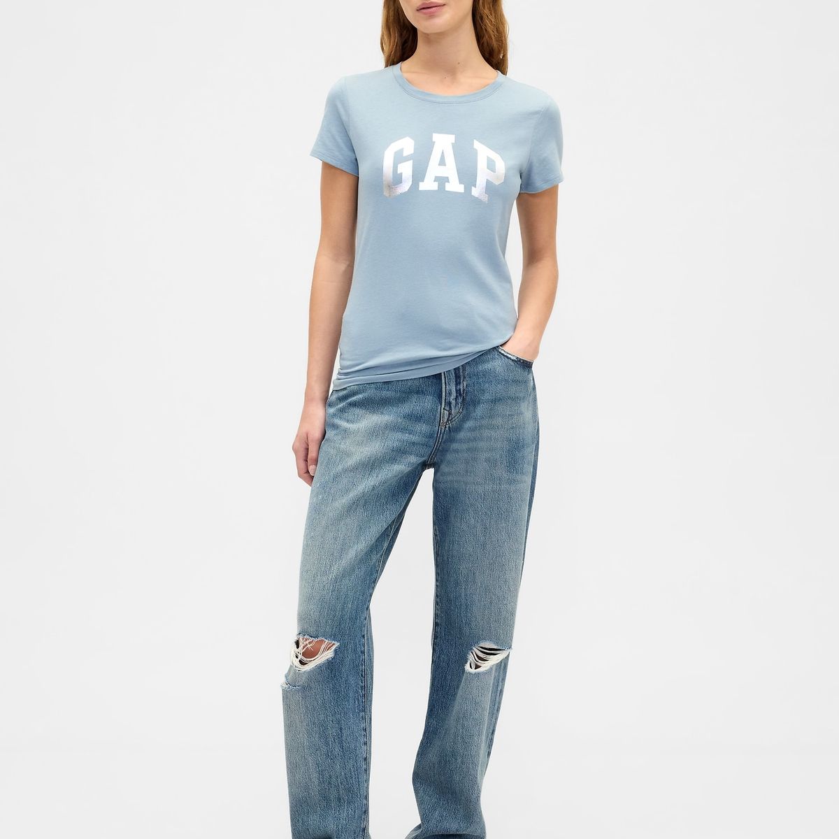 GAP - Polera Mujer Gap Manga Corta Logo Azul