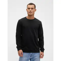 GAP - Polera Hombre Manga Larga Crew Negro