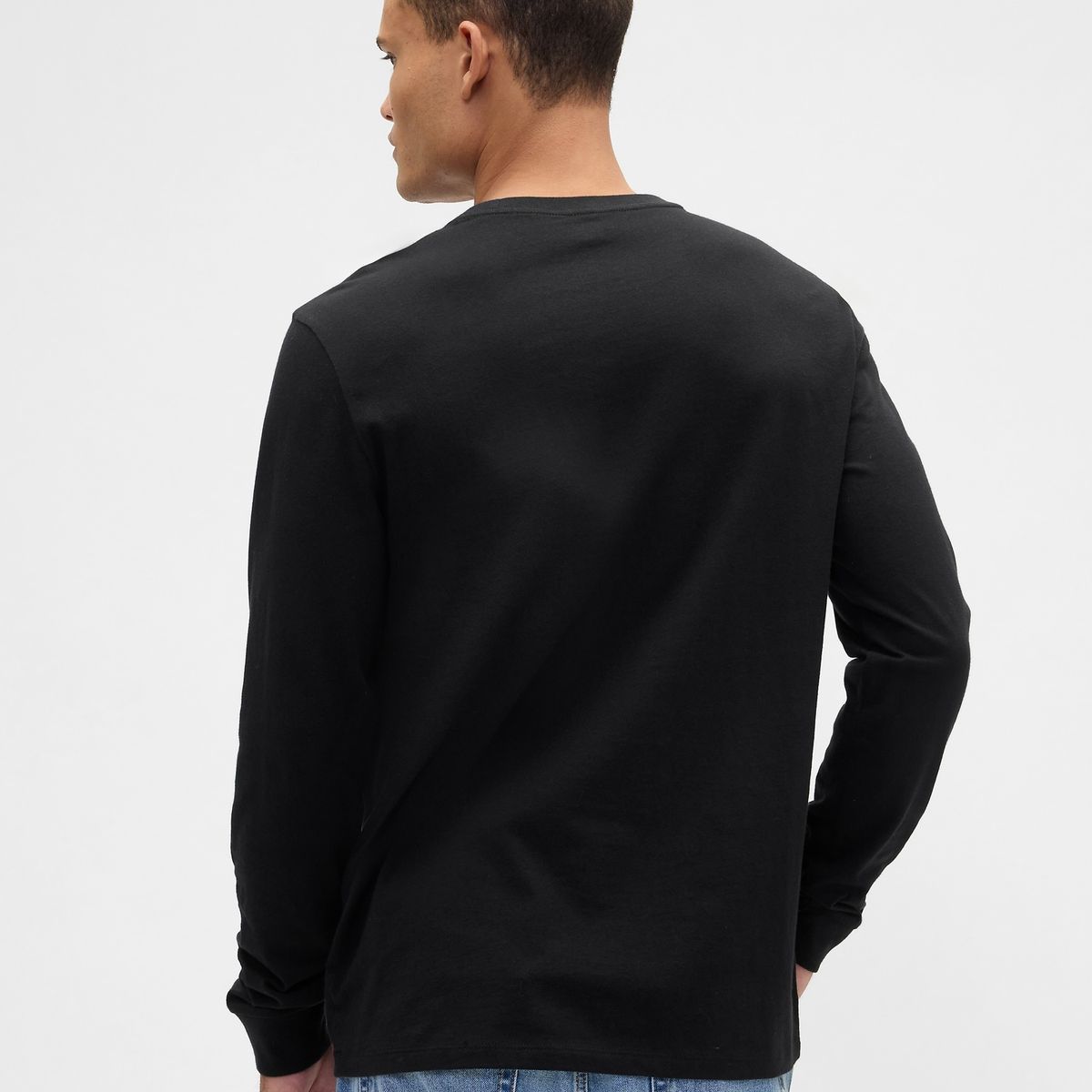 GAP - Polera Hombre Manga Larga Crew Negro Gap