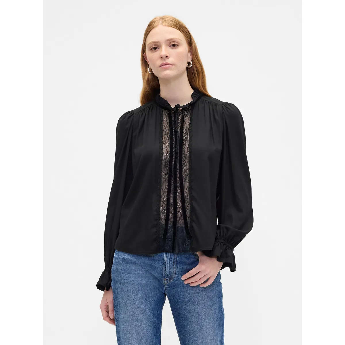 GAP - Blusa Mujer Gap Manga Larga Negro