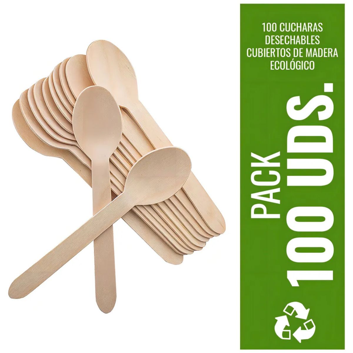 GENERICO - Cucharas De Madera Bambú Pack 100 unds Desechables Cuchara