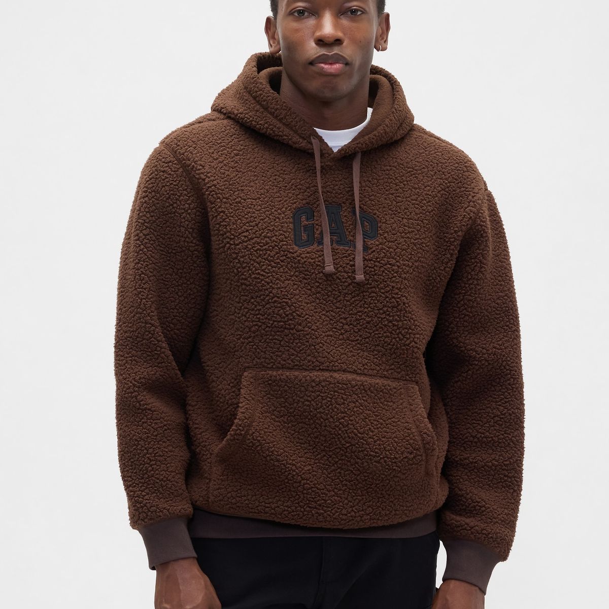 GAP - Polerón Hombre Con Gorro Sin Cierre Logo Café Gap