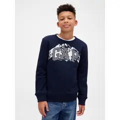 GAP - Polerón Niño Sin Gorro Sin Cierre Logo Crew Azul