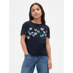GAP - Polera Niña Manga Corta Graficas Azul
