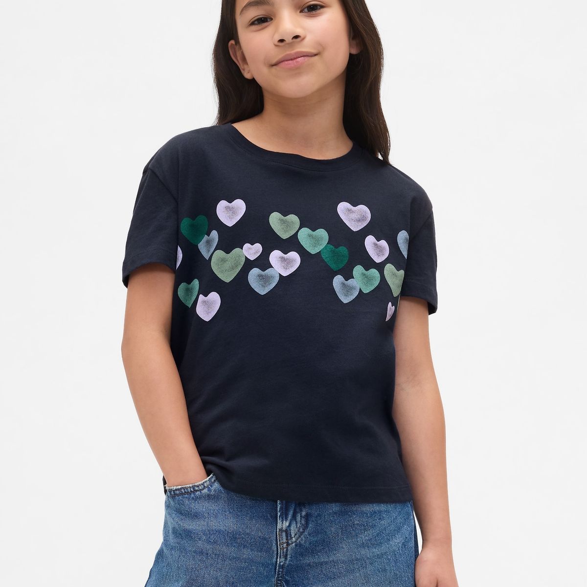 GAP - Polera Niña Gap Manga Corta Graficas Azul