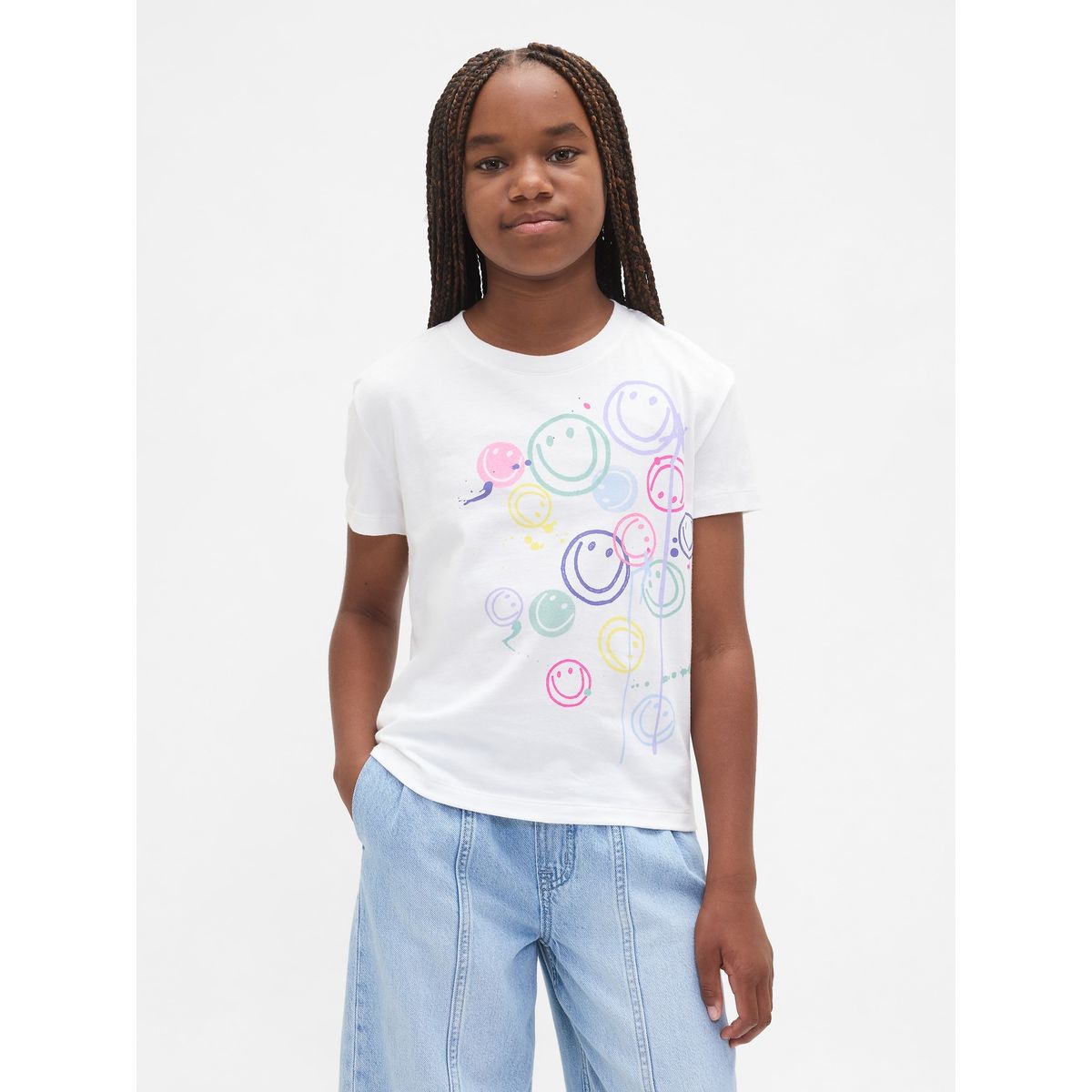GAP - Polera Niña Gap Manga Corta Graficas Blanco