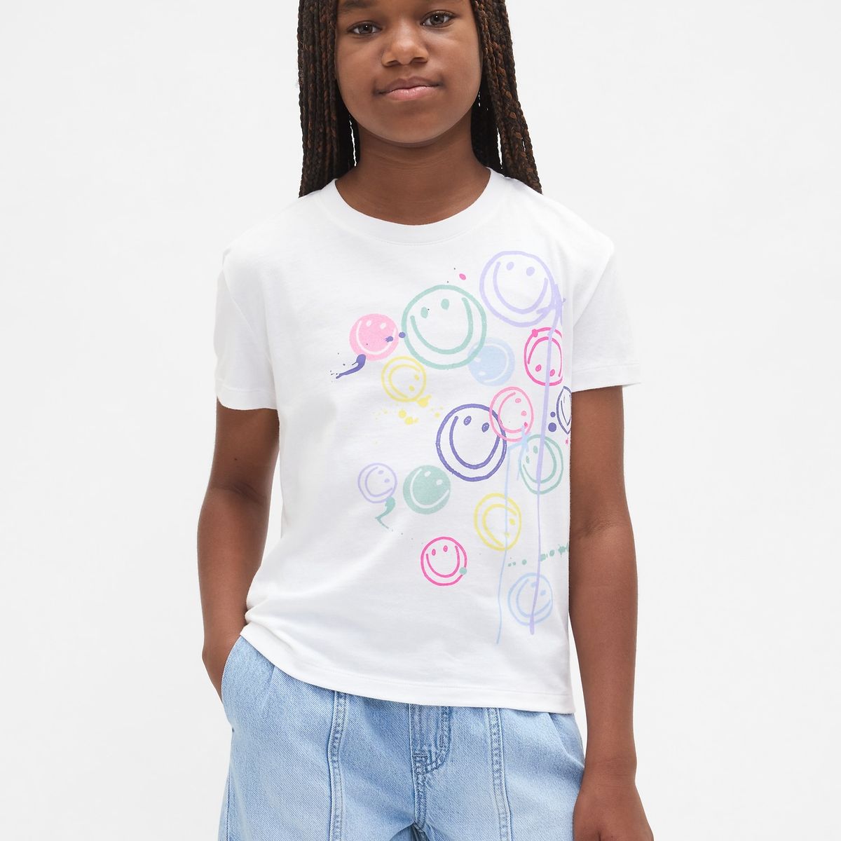 GAP - Polera Niña Gap Manga Corta Graficas Blanco
