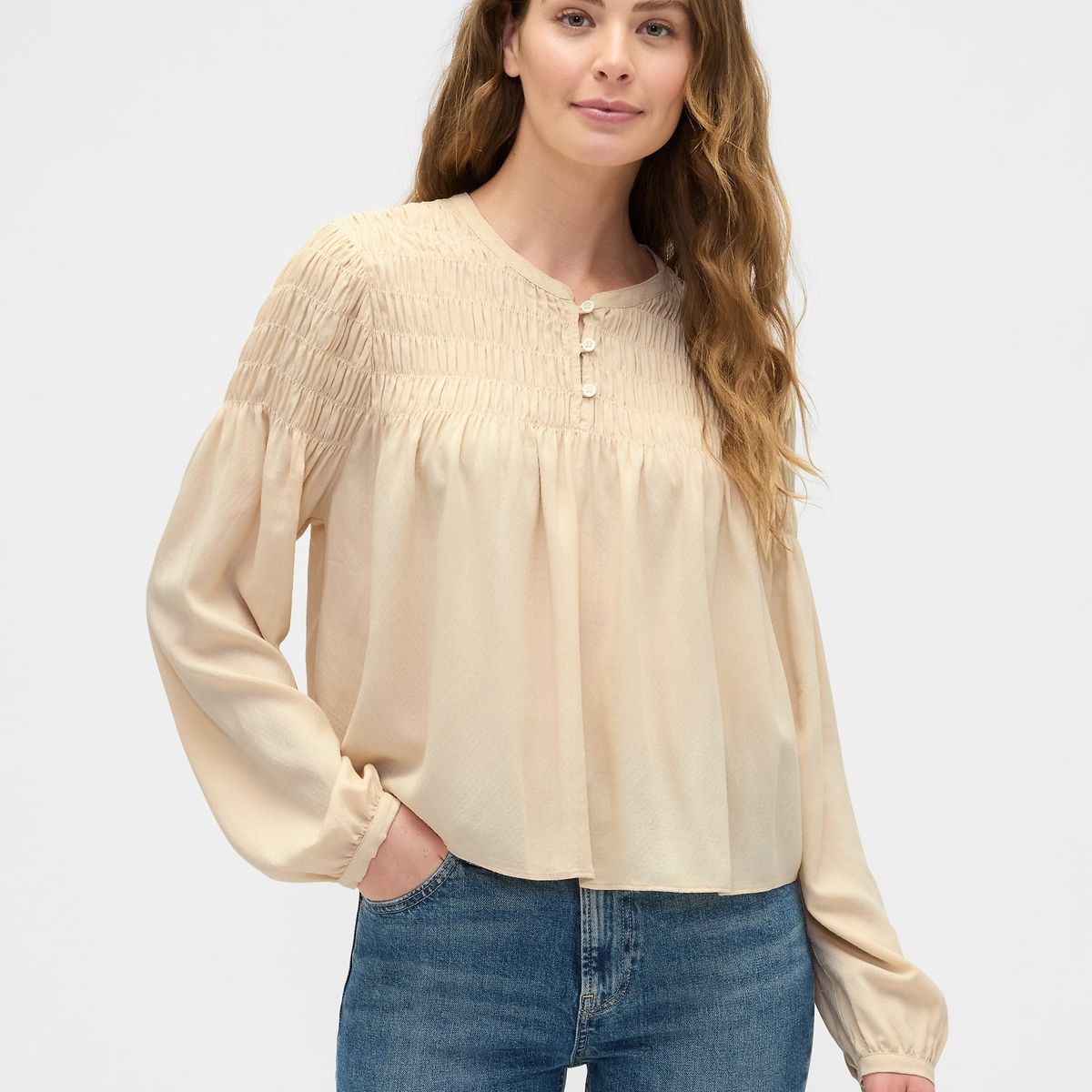 GAP - Blusa Mujer Manga Larga Blanco Gap